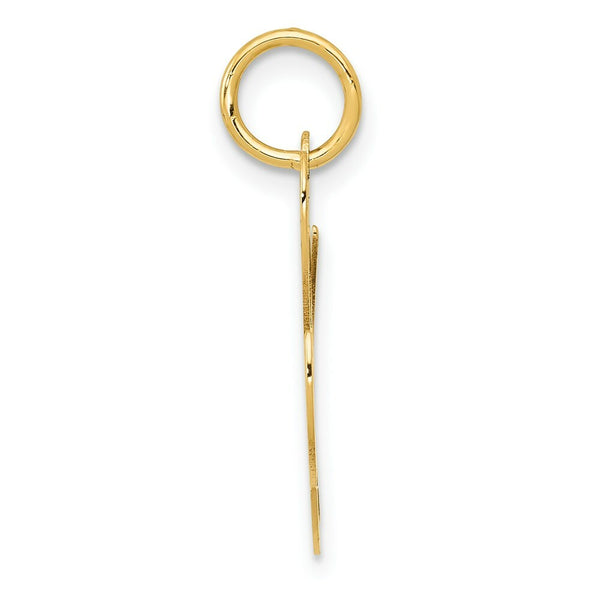 14K Yellow Gold Medium Fancy Script Initial Letter L Charm Pendant
