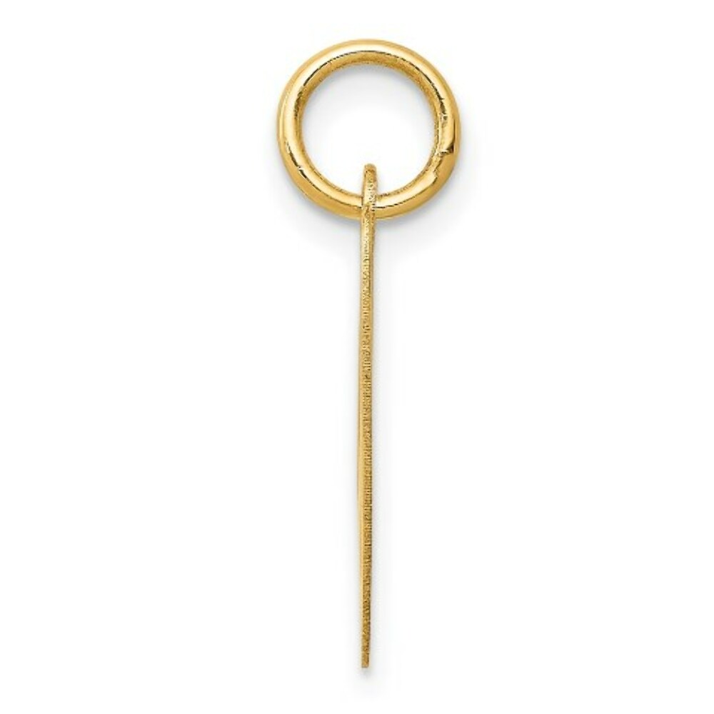 14K Yellow Gold Medium Fancy Script Initial Letter V Charm Pendant