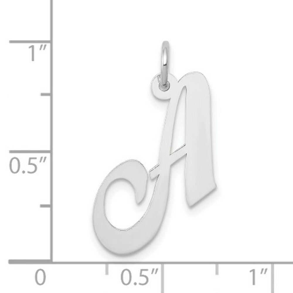 14K White Gold Medium Fancy Script Initial Letter A Charm Pendant