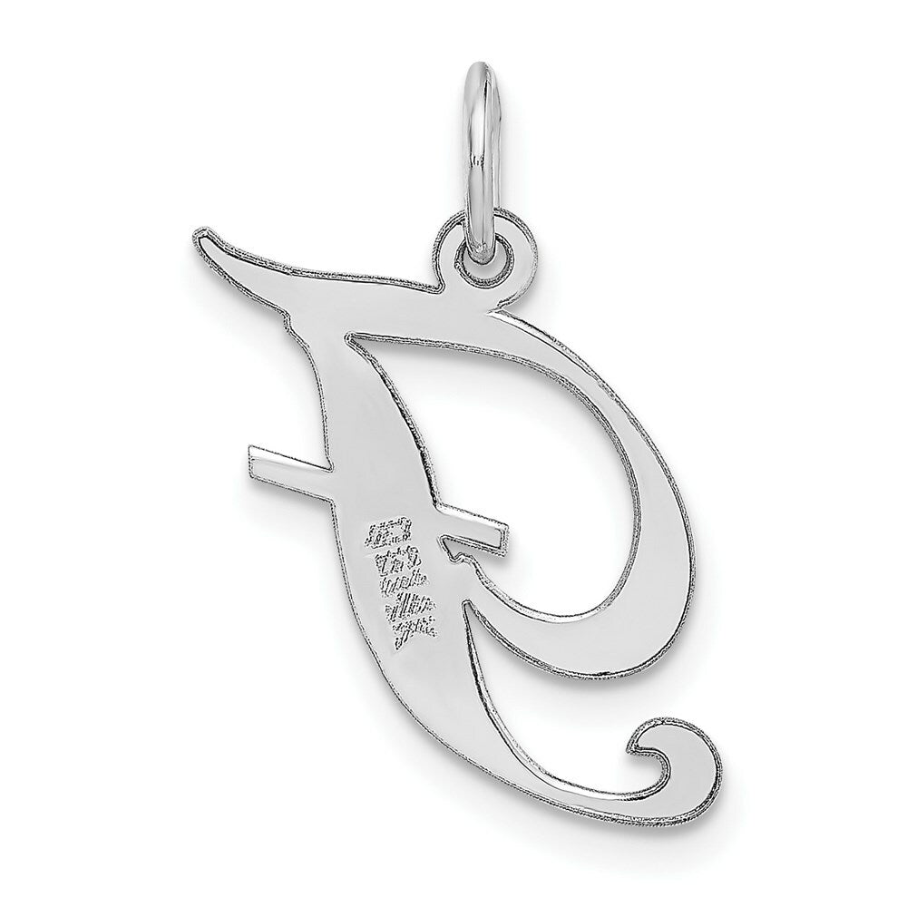14K White Gold Medium Fancy Script Initial Letter F Charm Pendant