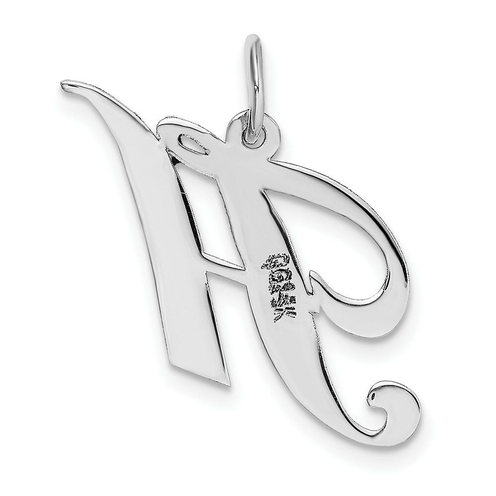 14K White Gold Medium Fancy Script Initial Letter H Charm Pendant