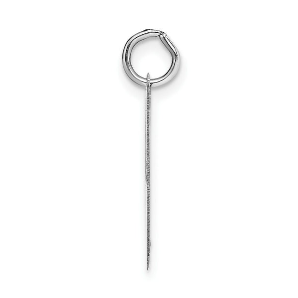 14K White Gold Medium Fancy Script Initial Letter I Charm Pendant