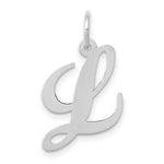 Load image into Gallery viewer, 14K White Gold Medium Fancy Script Initial Letter L Charm Pendant
