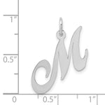 Load image into Gallery viewer, 14K White Gold Medium Fancy Script Initial Letter M Charm Pendant
