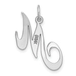 Load image into Gallery viewer, 14K White Gold Medium Fancy Script Initial Letter M Charm Pendant
