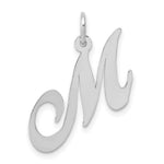 Load image into Gallery viewer, 14K White Gold Medium Fancy Script Initial Letter M Charm Pendant
