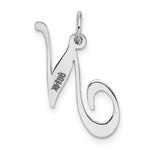 Load image into Gallery viewer, 14K White Gold Medium Fancy Script Initial Letter N Charm Pendant
