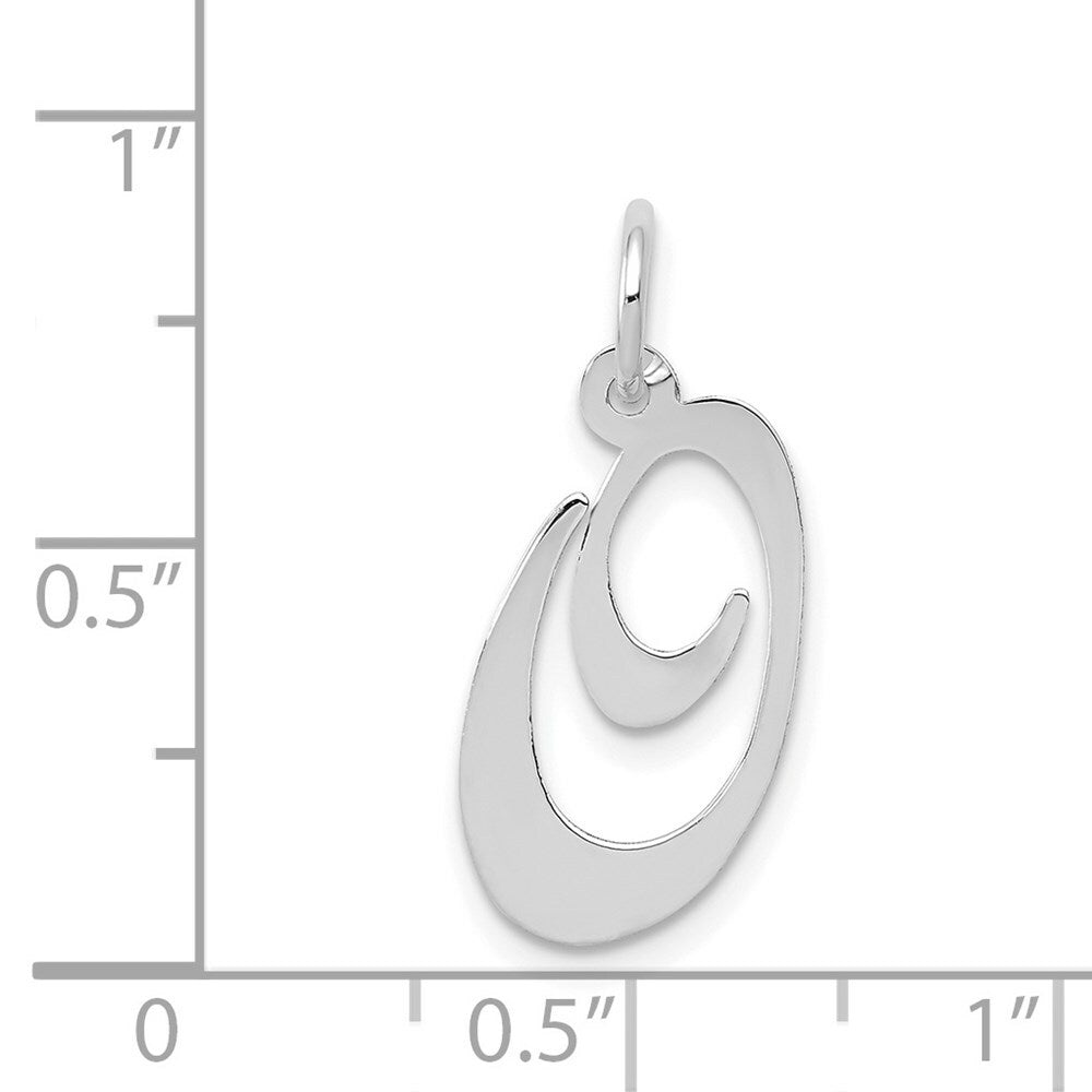 14K White Gold Medium Fancy Script Initial Letter O Charm Pendant