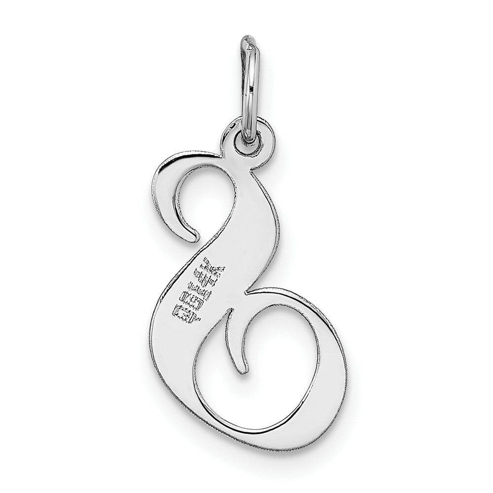 14K White Gold Medium Fancy Script Initial Letter S Charm Pendant