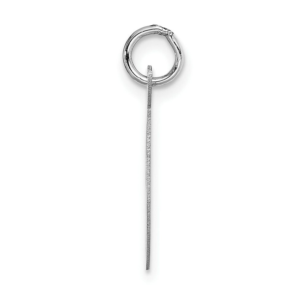 14K White Gold Medium Fancy Script Initial Letter T Charm Pendant
