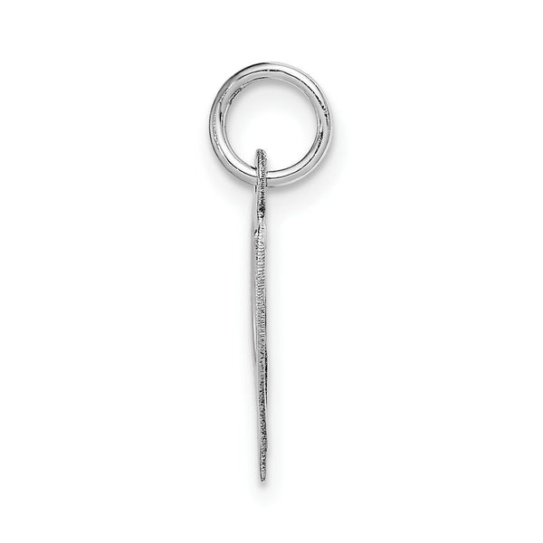 14K White Gold Medium Fancy Script Initial Letter W Charm Pendant