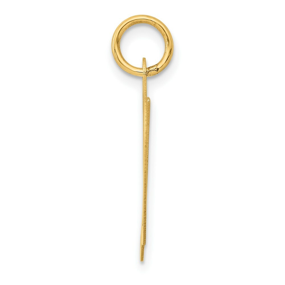 14K Yellow Gold Large Fancy Script Initial Letter D Charm Pendant