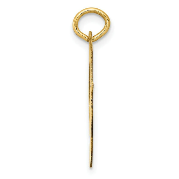 14K Yellow Gold Large Fancy Script Initial Letter F Charm Pendant