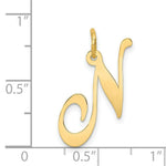 Load image into Gallery viewer, 14K Yellow Gold Large Fancy Script Initial Letter N Charm Pendant
