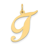 Load image into Gallery viewer, 14K Yellow Gold Large Fancy Script Initial Letter T Charm Pendant
