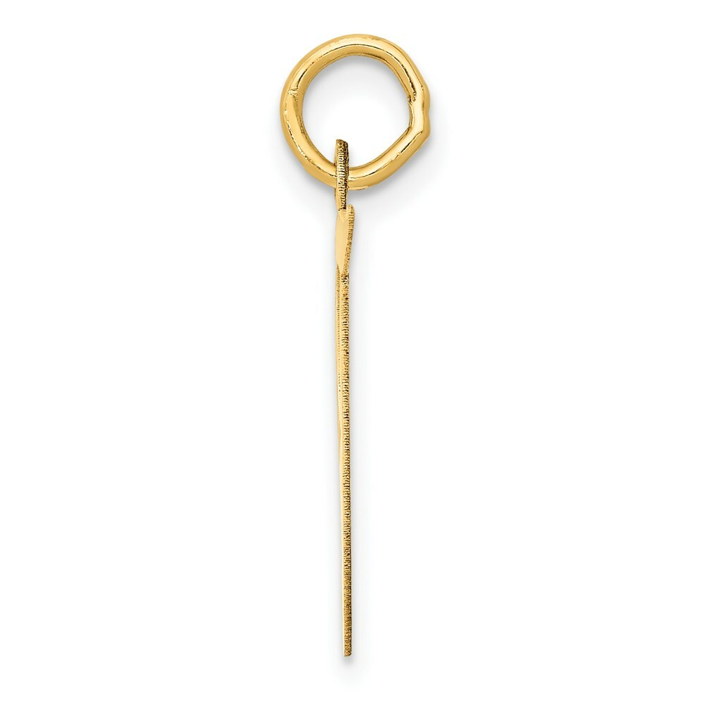 14K Yellow Gold Large Fancy Script Initial Letter T Charm Pendant