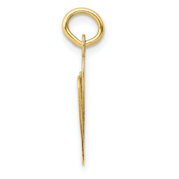 14K Yellow Gold Large Fancy Script Initial Letter W Charm Pendant