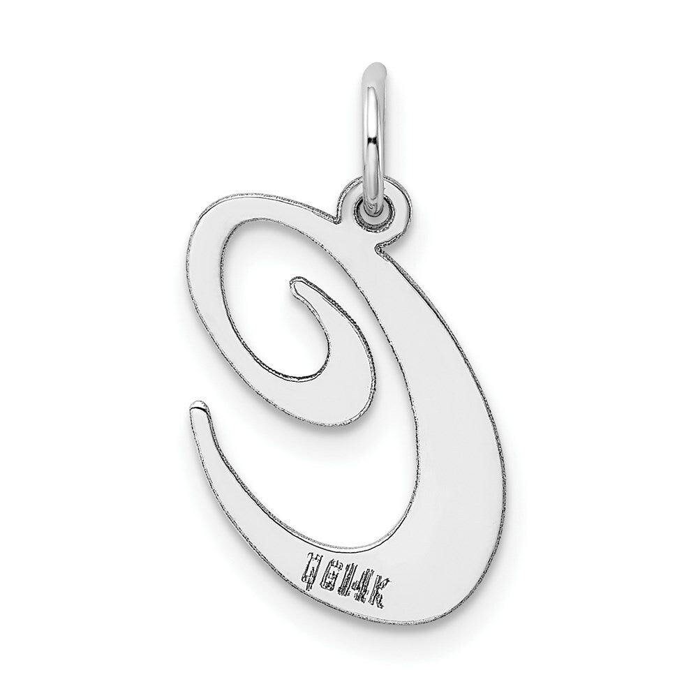 14K White Gold Large Fancy Script Initial Letter C Charm Pendant