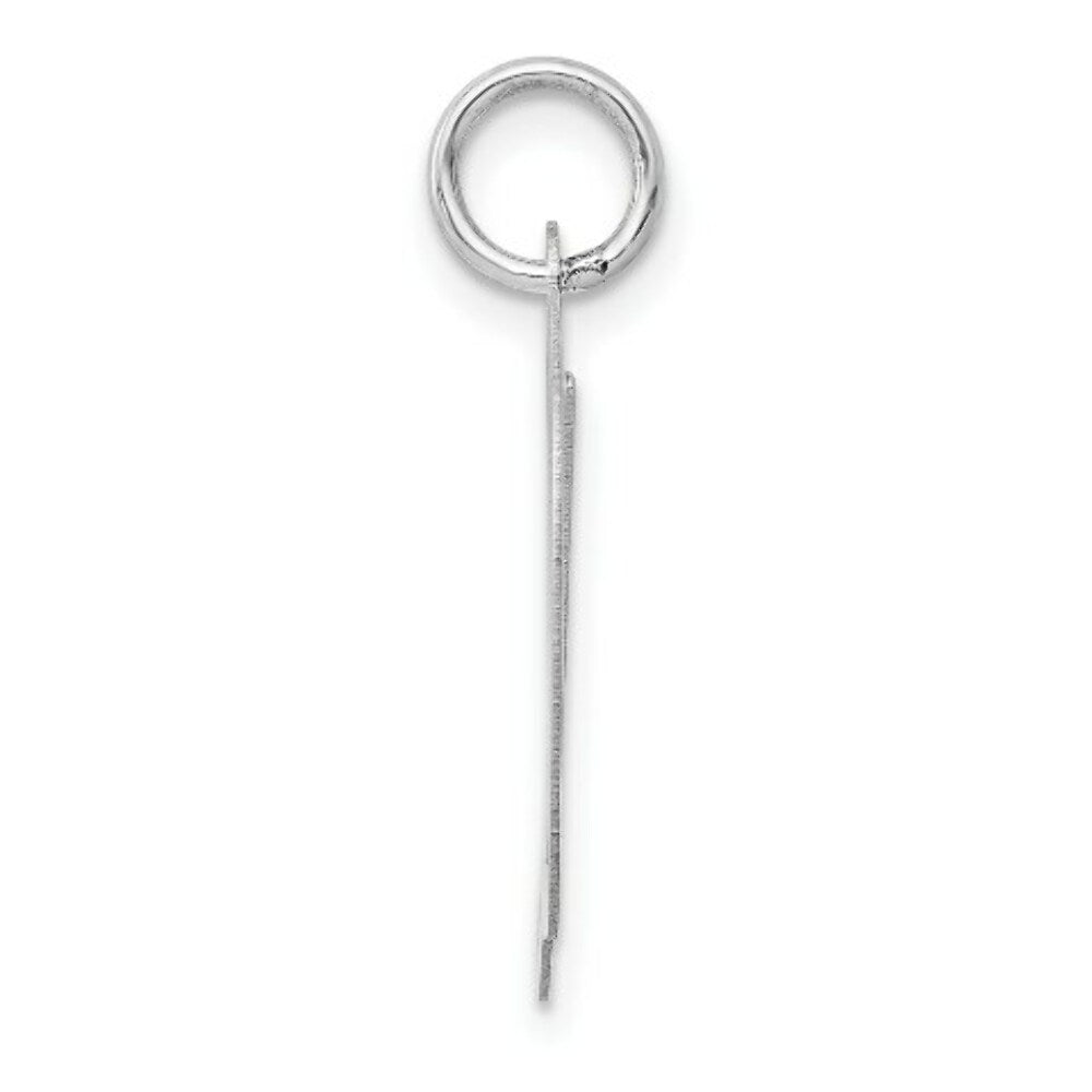 14K White Gold Large Fancy Script Initial Letter D Charm Pendant