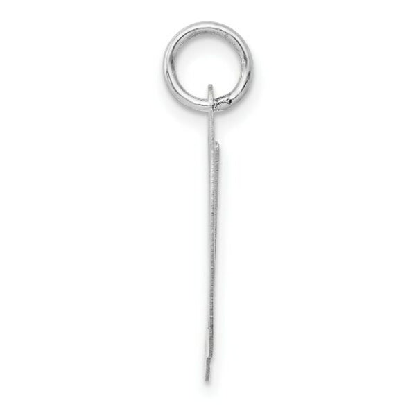 14K White Gold Large Fancy Script Initial Letter D Charm Pendant
