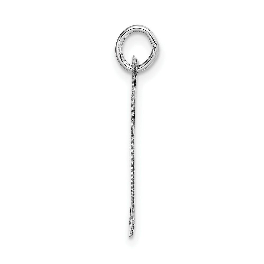 14K White Gold Large Fancy Script Initial Letter F Charm Pendant