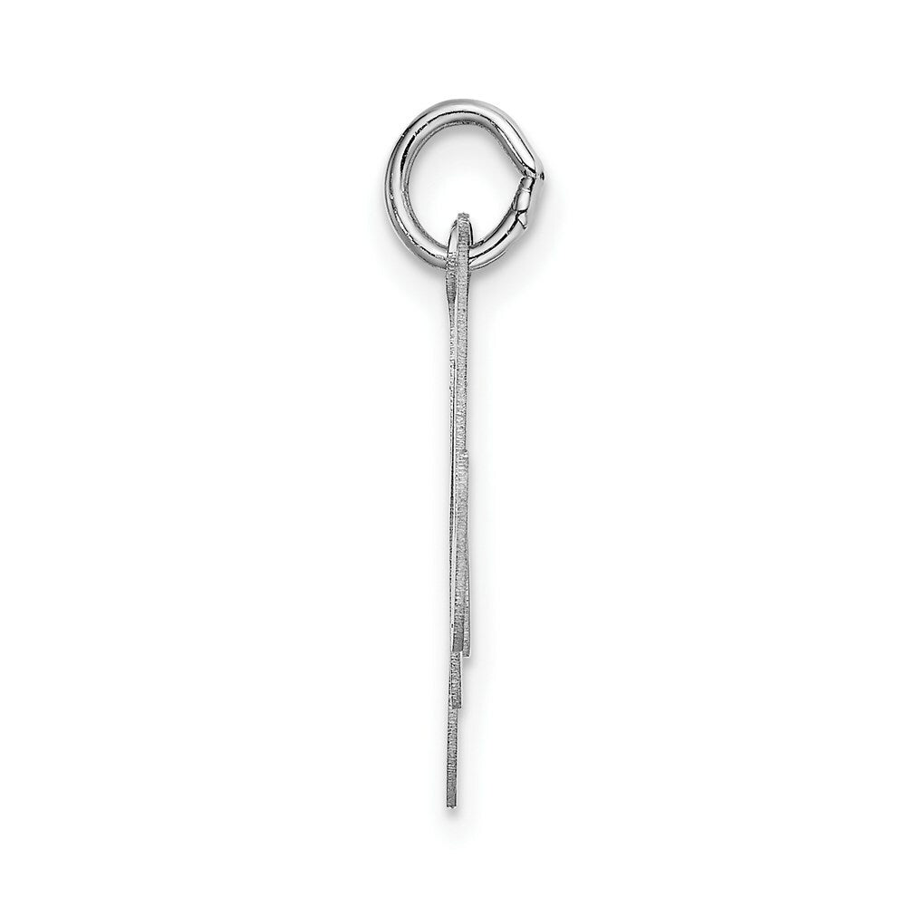 14K White Gold Large Fancy Script Initial Letter M Charm Pendant