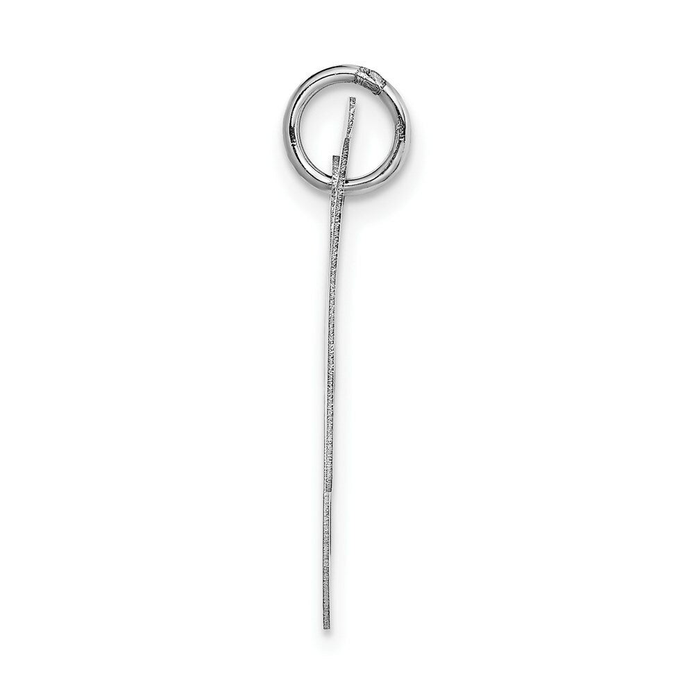 14K White Gold Large Fancy Script Initial Letter N Charm Pendant