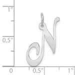 Load image into Gallery viewer, 14K White Gold Large Fancy Script Initial Letter N Charm Pendant
