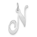 Load image into Gallery viewer, 14K White Gold Large Fancy Script Initial Letter N Charm Pendant
