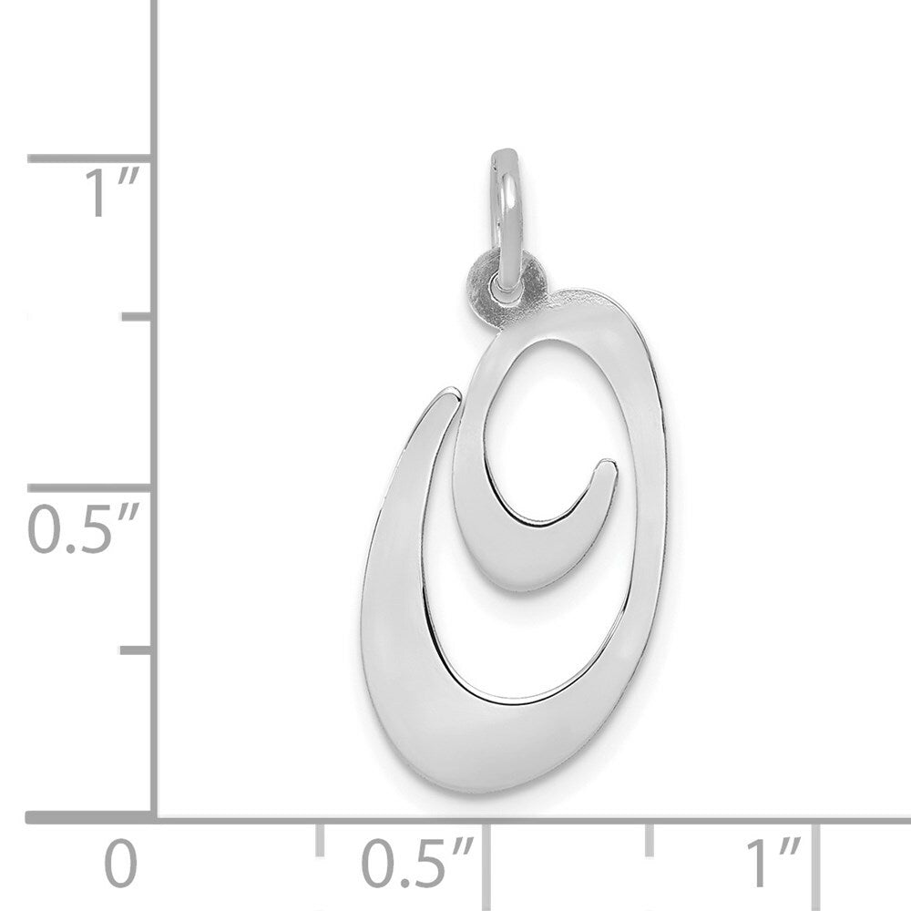 14K White Gold Large Fancy Script Letter Initial O Charm Pendant
