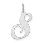 Load image into Gallery viewer, 14K White Gold Large Fancy Script Initial Letter S Charm Pendant

