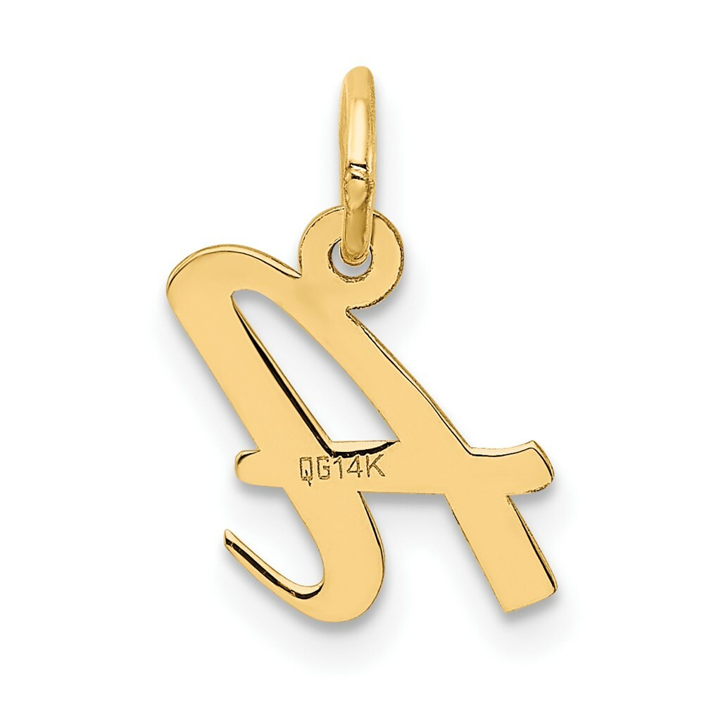 14K Yellow Gold Small Script Initial Letter A Charm Pendant