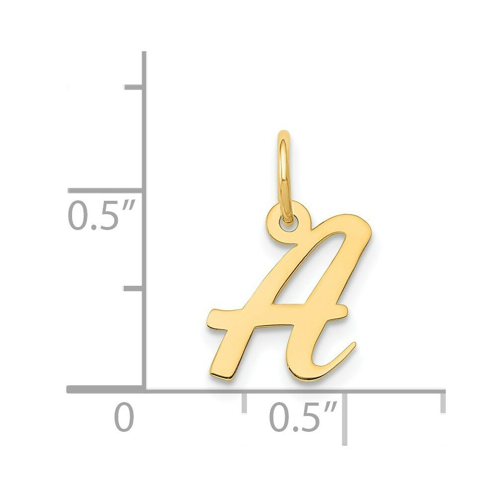 14K Yellow Gold Small Script Initial Letter A Charm Pendant