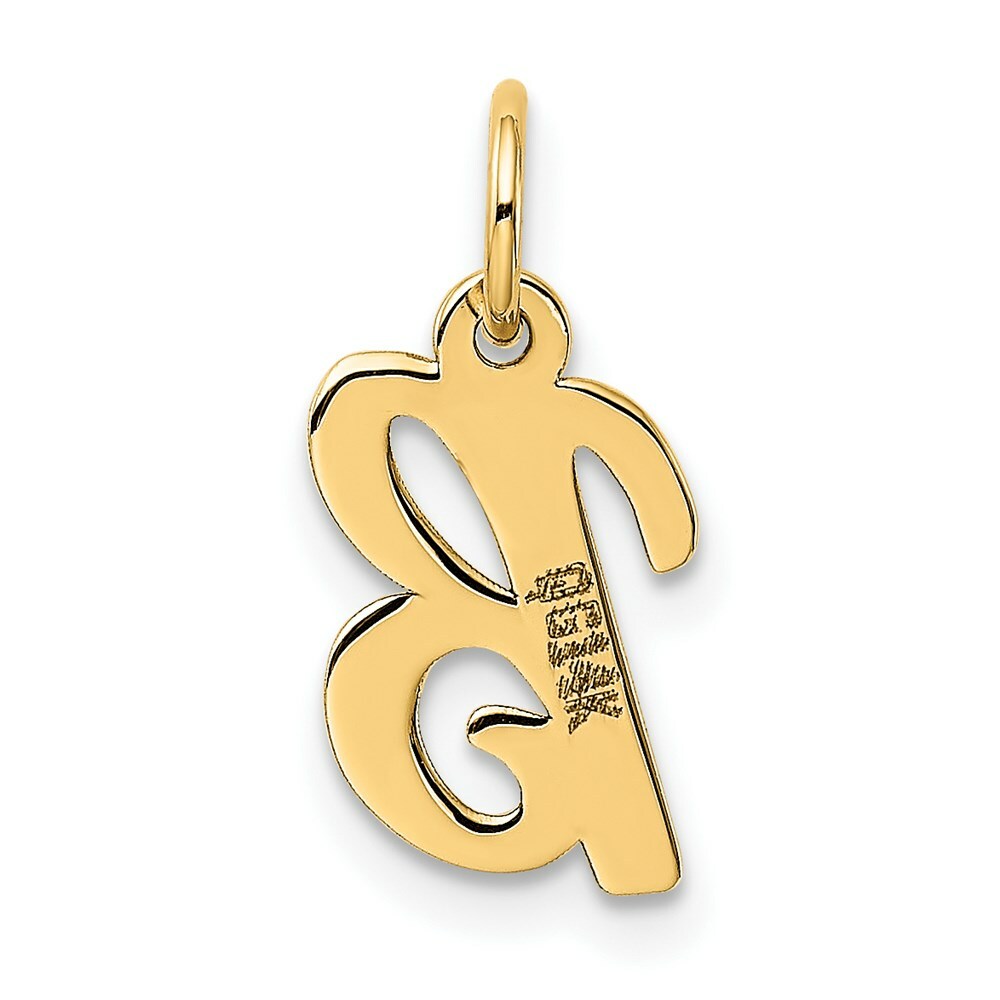14K Yellow Gold Small Script Initial Letter B Charm Pendant