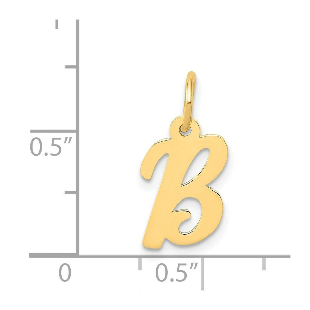 14K Yellow Gold Small Script Initial Letter B Charm Pendant