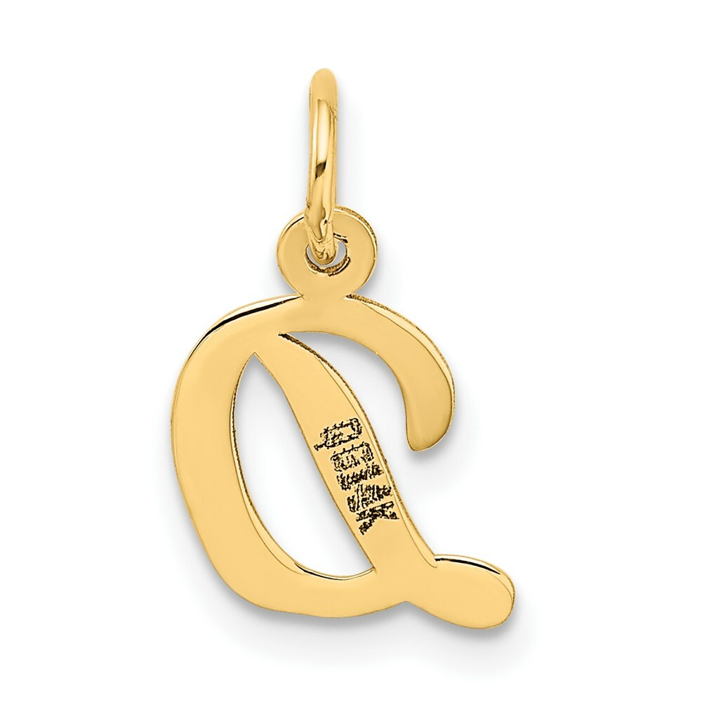 14K Yellow Gold Small Script Initial Letter D Charm Pendant