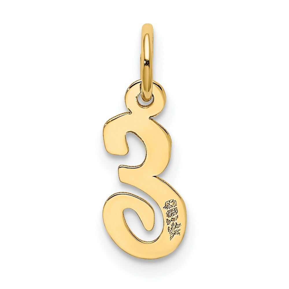 14K Yellow Gold Small Script Initial Letter E Charm Pendant