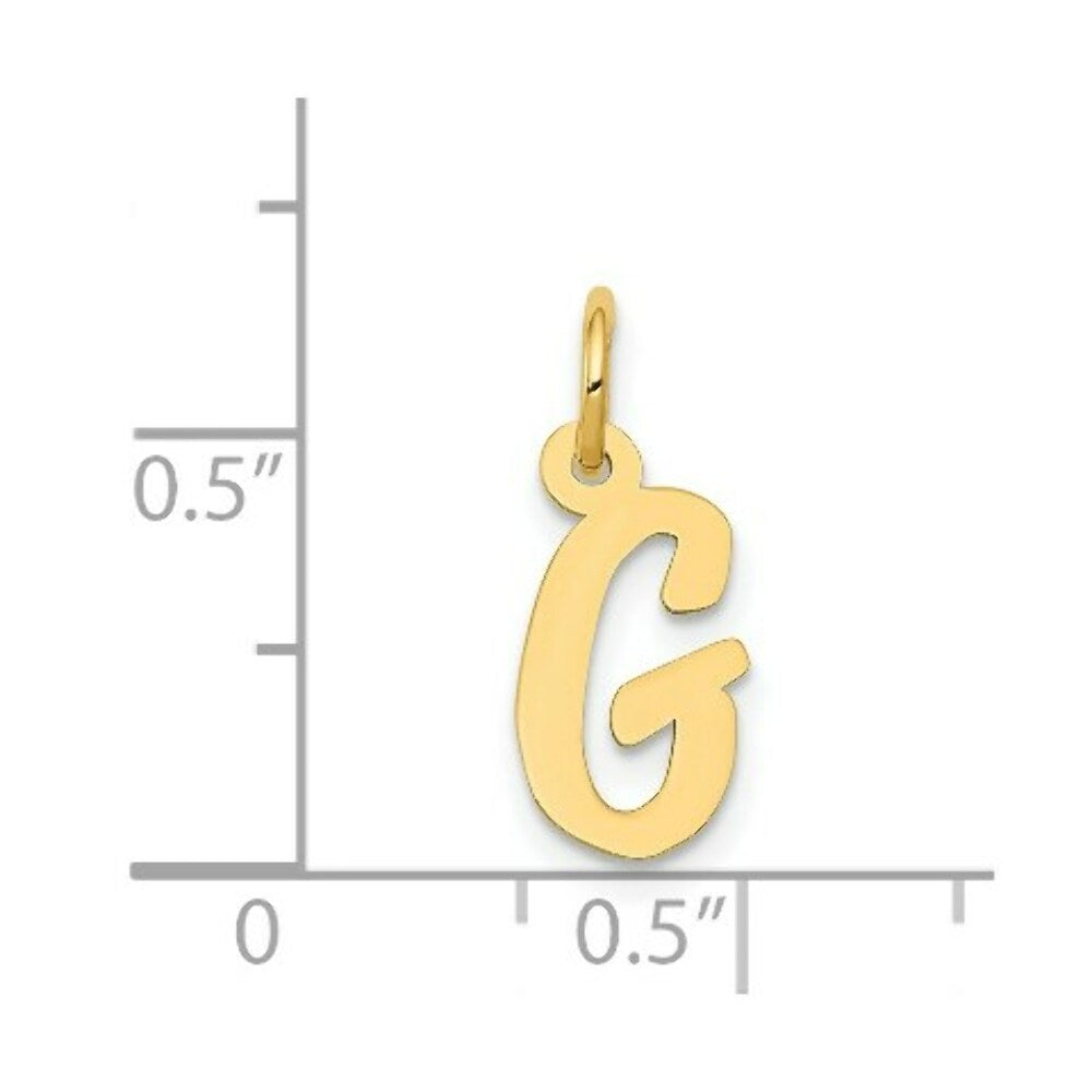 14K Yellow Gold Small Script Letter Initial G Charm Pendant