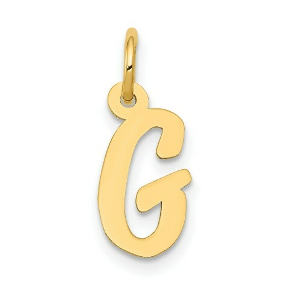 14K Yellow Gold Small Script Letter Initial G Charm Pendant