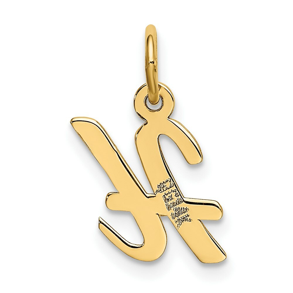 14K Yellow Gold Small Script Letter Initial H Charm Pendant