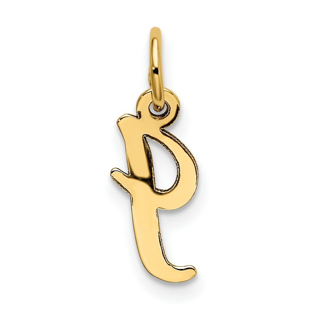 14K Yellow Gold Small Script Initial Letter I Charm Pendant