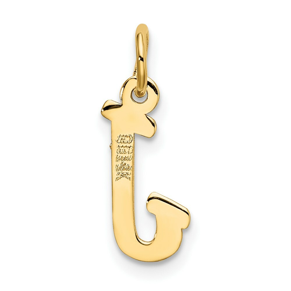 14K Yellow Gold Small Script Initial Letter J Charm Pendant