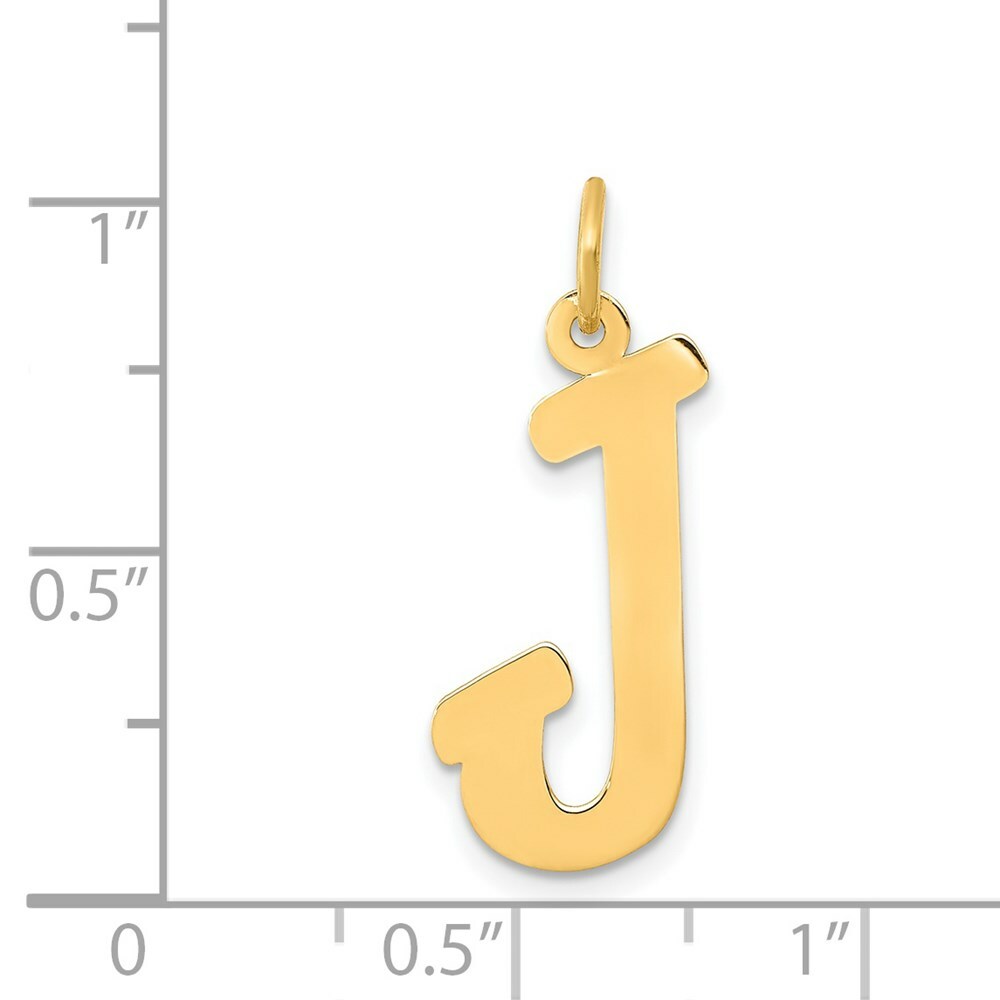 14K Yellow Gold Small Script Initial Letter J Charm Pendant