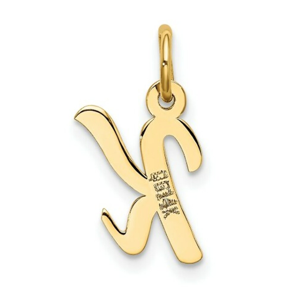 14K Yellow Gold Small Script Initial Letter K Charm Pendant