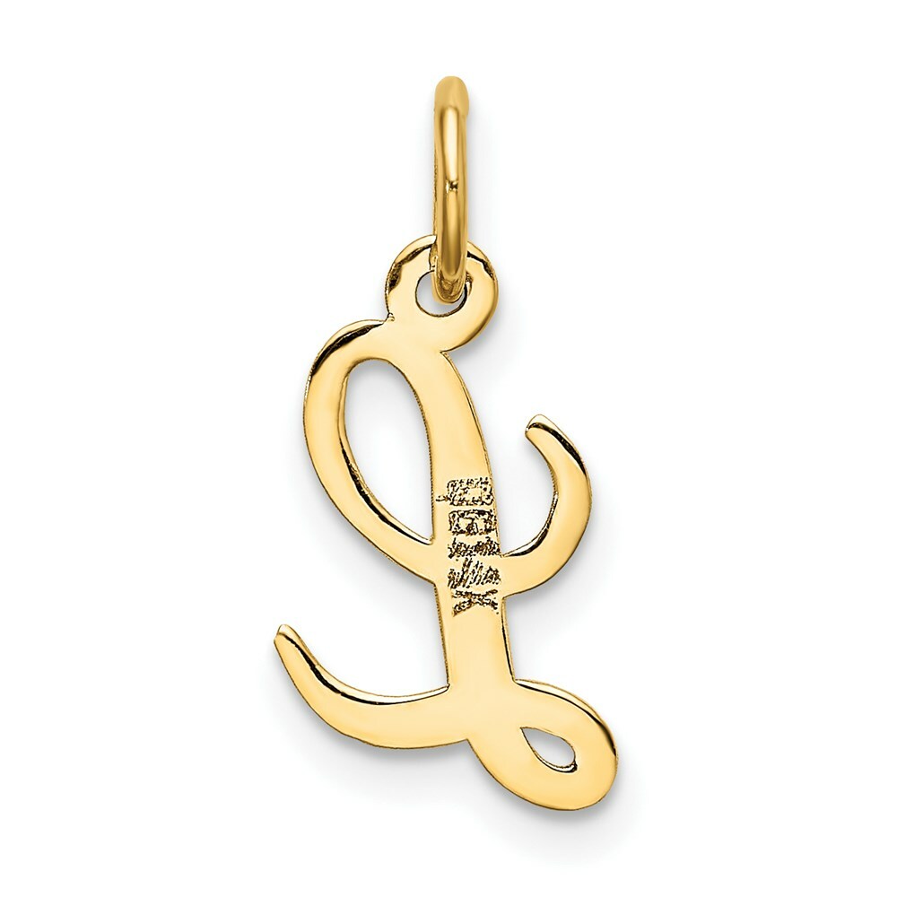 14K Yellow Gold Small Script Initial Letter L Charm Pendant