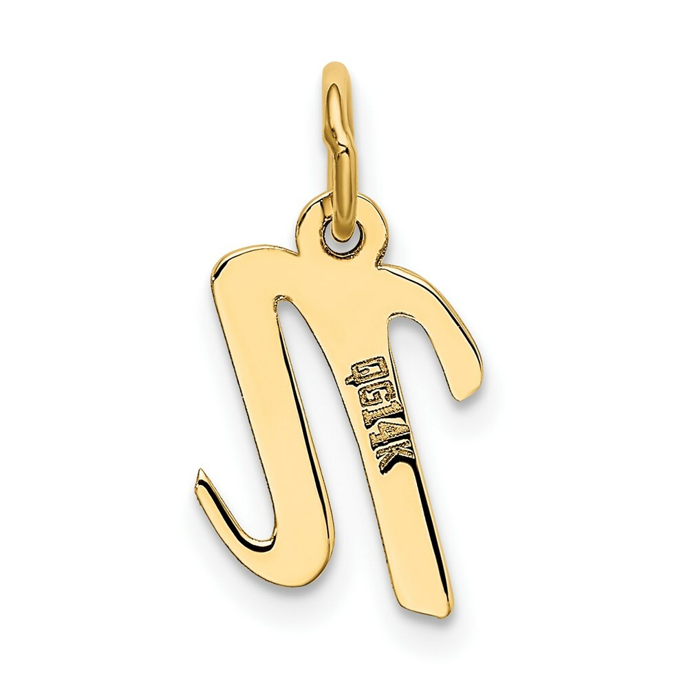 14K Yellow Gold Small Script Initial Letter N Charm Pendant