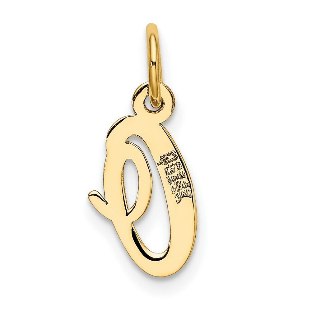 14K Yellow Gold Small Script Initial Letter O Charm Pendant