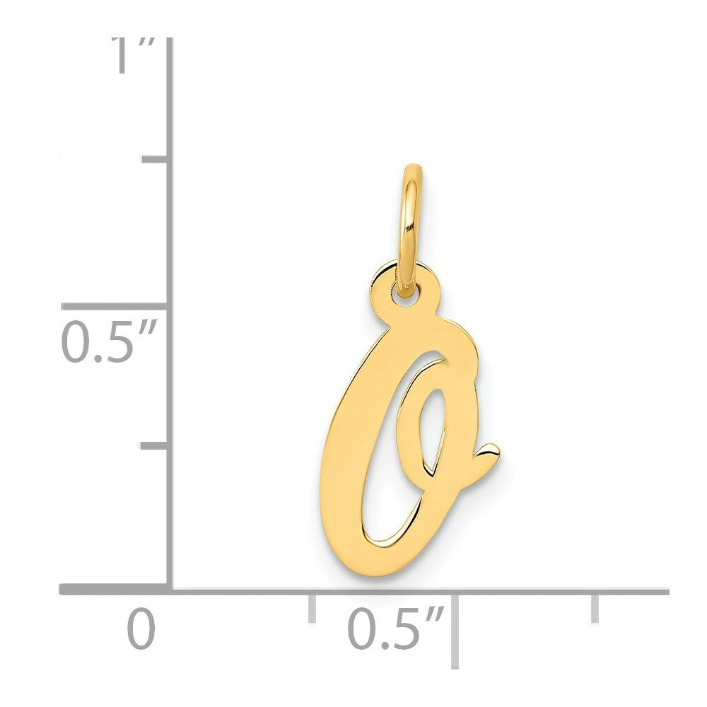 14K Yellow Gold Small Script Initial Letter O Charm Pendant
