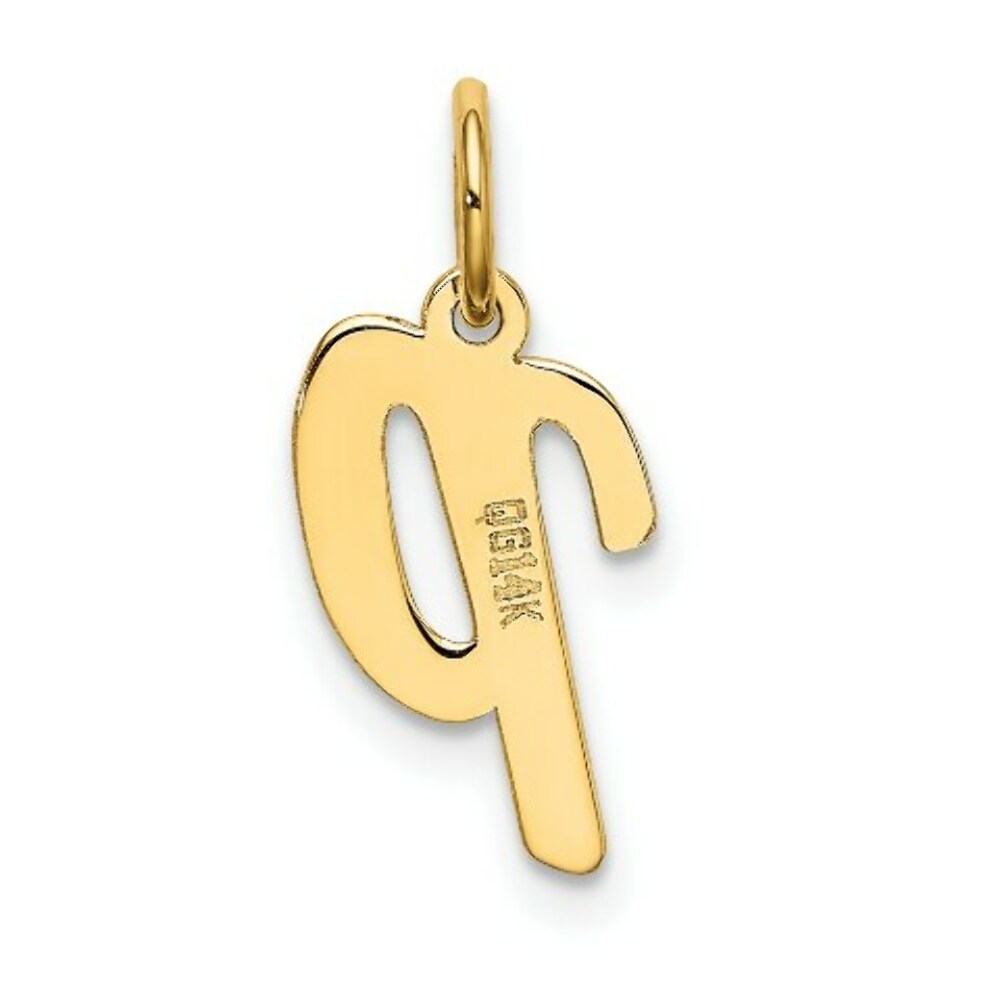 14K Yellow Gold Small Script Initial Letter P Charm Pendant