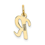 Load image into Gallery viewer, 14K Yellow Gold Small Script Initial Letter R Charm Pendant
